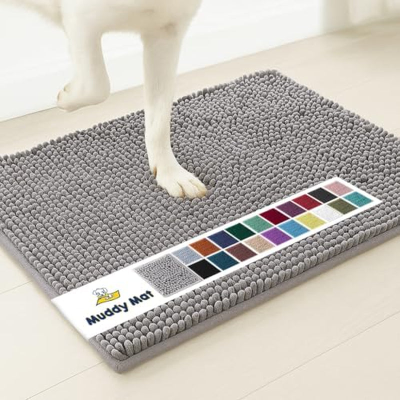 Super Absorbent Door Mat Indoor, Microfiber Quick Dry Chenille Entryway Rug, Non-Slip Front Door Mat, Indoor Mats for Entryway, Machine Washable Pet Rug, Grey 30"X19"