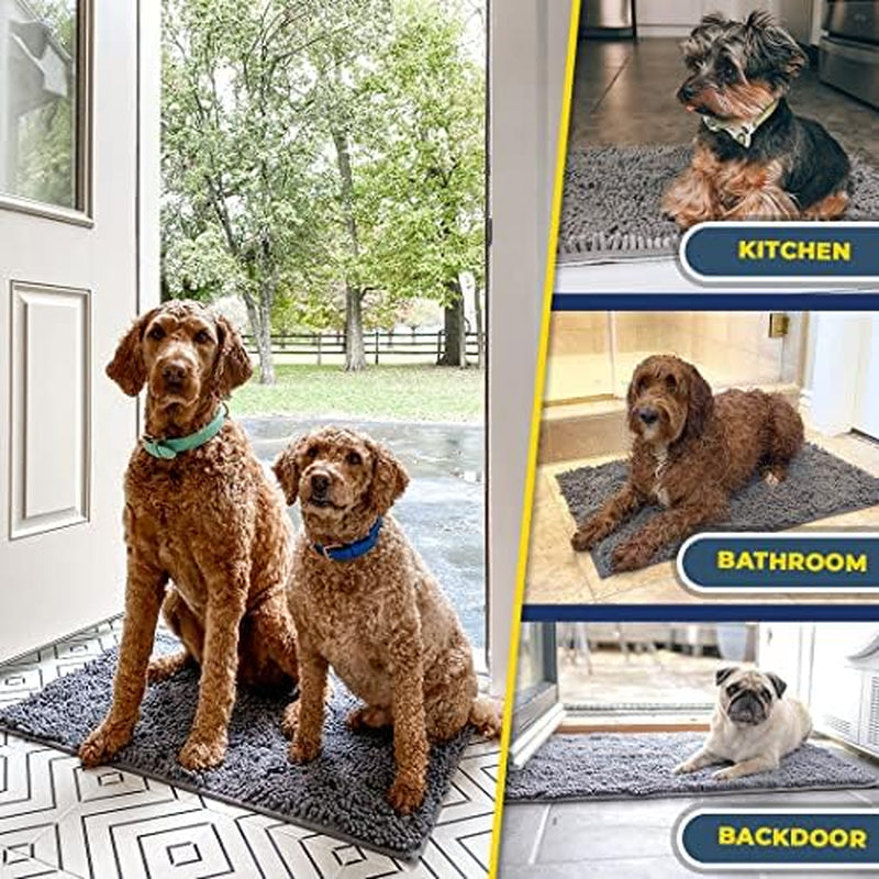 Super Absorbent Door Mat Indoor, Microfiber Quick Dry Chenille Entryway Rug, Non-Slip Front Door Mat, Indoor Mats for Entryway, Machine Washable Pet Rug, Grey 30"X19"