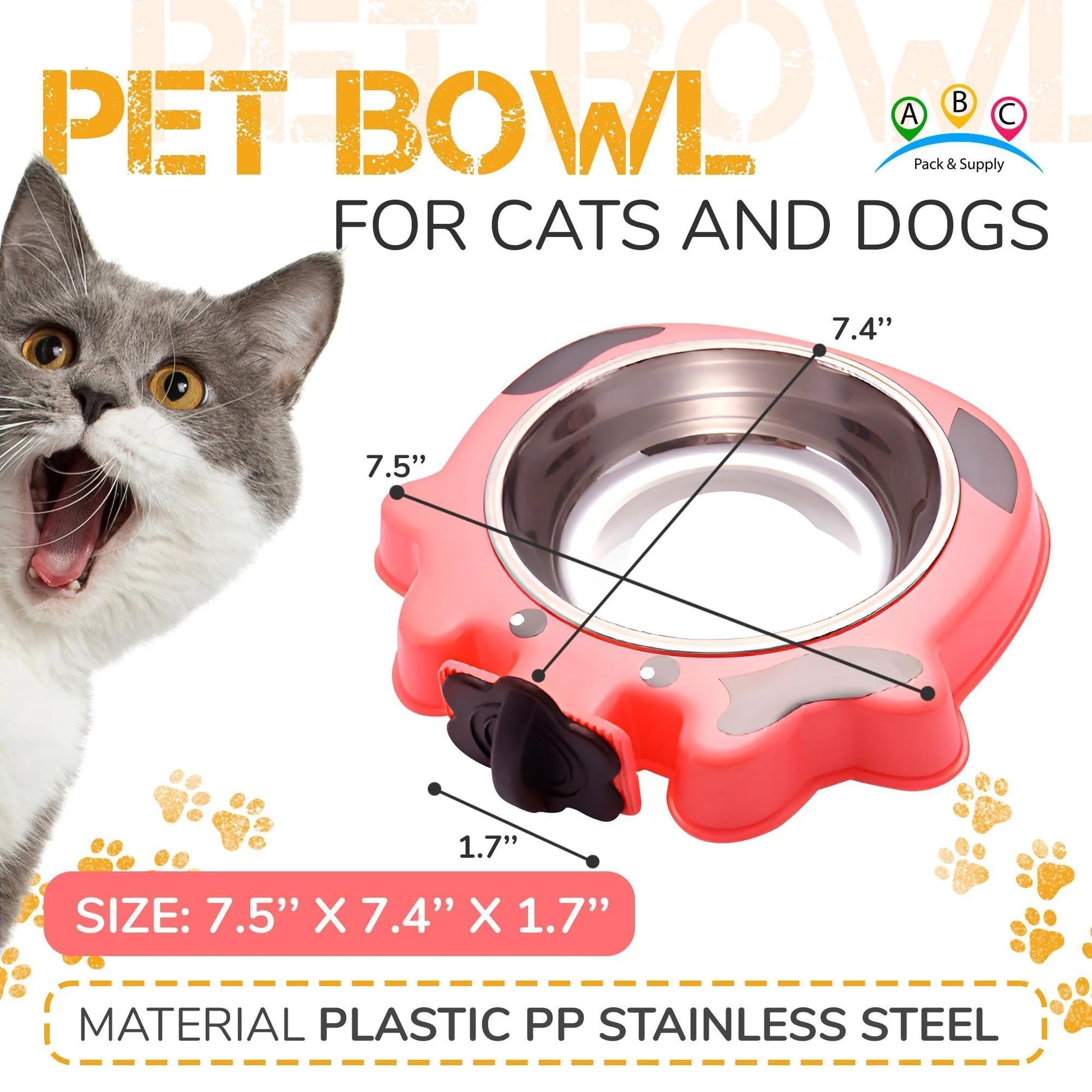 Stainless Steel No-Spill Water Bowl for Pets - 7.5 x 7.4 x 1.7 Inches - Ideal for Dog Crates, Cat Carriers, and Small Animal Cages